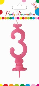 MAURY'S CANDELA PER COMPLEANNO NUMERO "3" ROSA