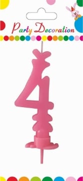 MAURY'S CANDELA PER COMPLEANNO NUMERO "4" ROSA