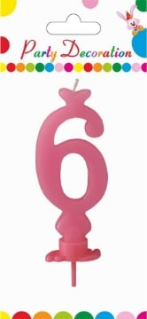 MAURY'S CANDELA PER COMPLEANNO NUMERO "6" ROSA