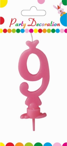 MAURY'S CANDELA PER COMPLEANNO NUMERO "9" ROSA