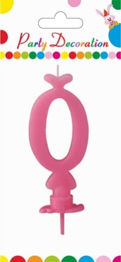 MAURY'S CANDELA PER COMPLEANNO NUMERO "0" ROSA