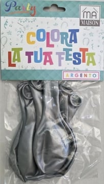 MA MAISON PALLONCINI FESTA ARGENTO METALLICO 8PZ 26CM Ø