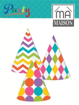 MA MAISON CAPPELLINI DA FESTA DI COMPLEANNO COLORATI A CONO 6PZ