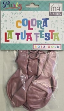 MA MAISON PALLONCINI FESTA ORO ROSA METALLICO 8PZ 26CM Ø
