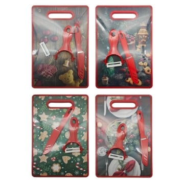 MA MAISON SET XMAS DI TAGLIERE + COLTELLO E PELA PATATE - FANTASIA ASSORTITA