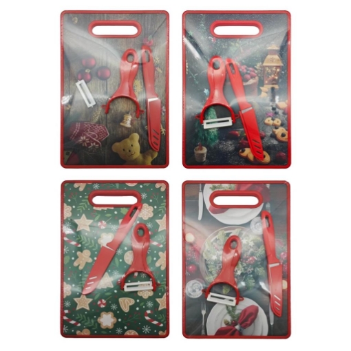MA MAISON SET XMAS DI TAGLIERE + COLTELLO E PELA PATATE - FANTASIA ASSORTITA
