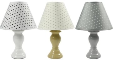 LAMPADA ABAT JOUR DA TAVOLO CON PARALUME HAPPY A POIS DA 33 CM COLORE ASSORTITO