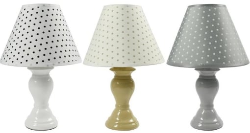 LAMPADA ABAT JOUR DA TAVOLO CON PARALUME HAPPY A POIS DA 33 CM COLORE ASSORTITO