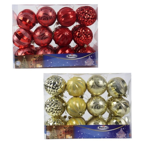 MAURY'S BOX DA 24 SFERE DA 8CM  ELITE IN COLORE ASSORTITO ORO O ROSSO 