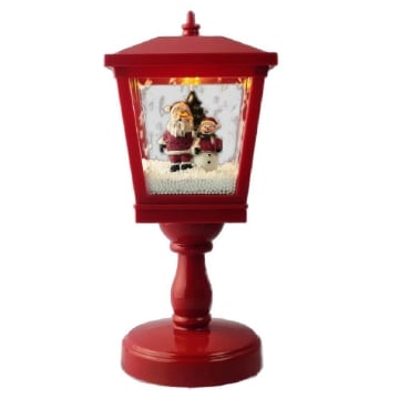 MAURY'S LAMPIONE ROSSO INNEVATO SCENA NATALIZIA DECORATIVO CON LED E MUSICA 13X13X30 CM OKX