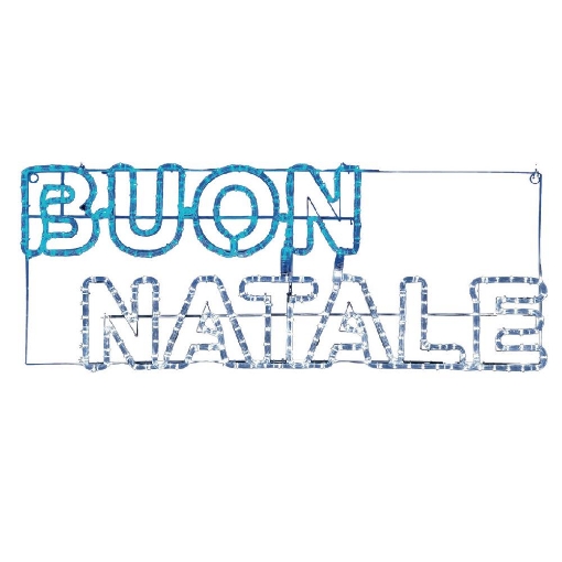 HIGH TECH "BUON NATALE" TUBO 150X45 324 LED BIANCO GHIACCIO/BLU USO ESTERNO - CAVO DA 1,4MT OKX