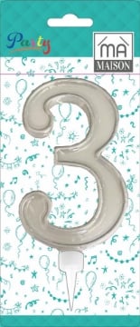 MA MAISON MAXI CANDELA NUMERO "3" ARGENTO