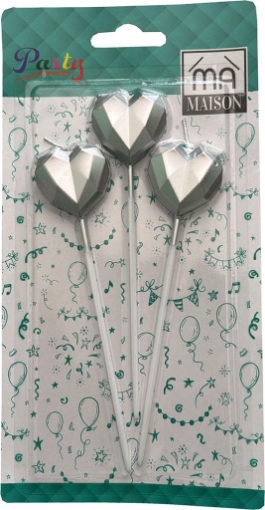 CANDELINA DECORATIVA "CUORE ARGENTO" 3PZ 