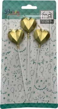 CANDELINA DECORATIVA "CUORE ORO" 3PZ 