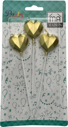 CANDELINA DECORATIVA "CUORE ORO" 3PZ 