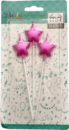 CANDELINA DECORATIVA "STELLA FUXIA" 3PZ 