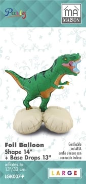 MA MAISON MYLAR PALLONCINO "DINOSAURO" + BASE 33X13 CM CANNUCCIA INCLUSA