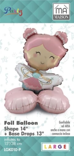 MA MAISON MYLAR PALLONCINO "MINI BALLERINA" + BASE 38X15 CM CANNUCCIA INCLUSA