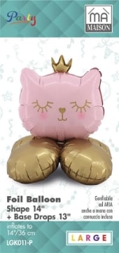 MA MAISON MYLAR PALLONCINO "GATTAREGINA" + BASE 36X14 CM CANNUCCIA INCLUSA