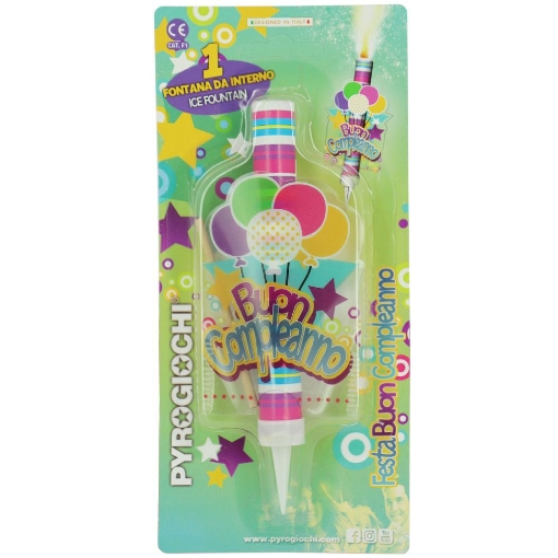 PYROGIOCHI CANDELA ESPLOSIVA "BUON COMPLEANNO" 14,5CM DA INTERNO