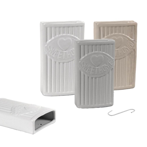 VASO UMIDIFICATORE A RIGHE CON SCRITTA IN CERAMICA DIMENSIONI 8X4X17CM - COLORE ASSORTITO