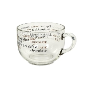 TAZZA JUMBO BREAKFAST CON SCRITTE IN VETRO 700CC