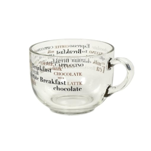 TAZZA JUMBO BREAKFAST CON SCRITTE IN VETRO 700CC
