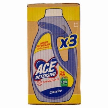 ACE DETERSIVO LIQUIDO IGIENIZZANTE PER LAVATRICE 21 LAVAGGI X 3PZ - CLASSICO