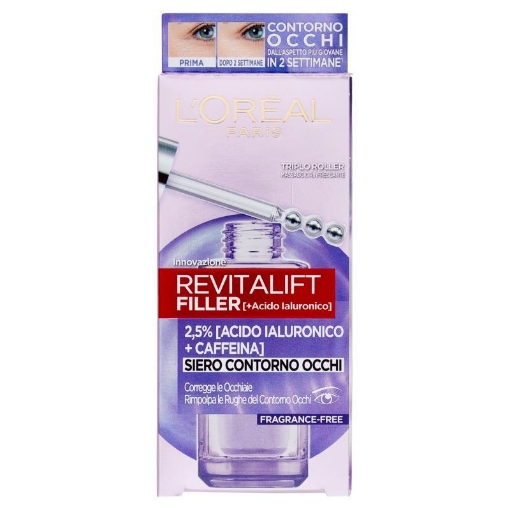 L'OREAL REVITALIFT FILLER + 2,5% ACIDO IALURONICO + CAFFEINA SIERO CONTORNO OCCHI 20ML