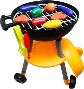 MAISONELLE - BARBECUE TRAINABILE, CON LUCI E SUONI,LA CARBONELLA SI ILLUMINA, CON ALIMENTI E UTENSILI - DIMENSIONI 46 X 46 X 59 CM