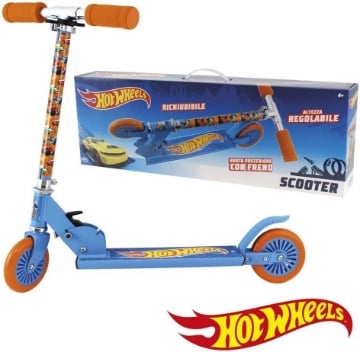 HOT WHEELS MONOPATTINO AD ALTEZZA REGOLABILE FINO 80 CM AZZURRO E ARANCIO