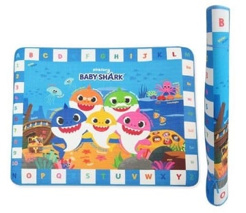BABY SHARK TAPPETONE CON ALFABETO, NUMERI E NOTE MUSICALI- DIMENSIONI 150X120CM