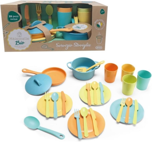 MAISONELLE BIO -SERVIZIO STOVIGLIE CON  PENTOLE, PADELLE BICCHIERI E  POSATE 25 PZ