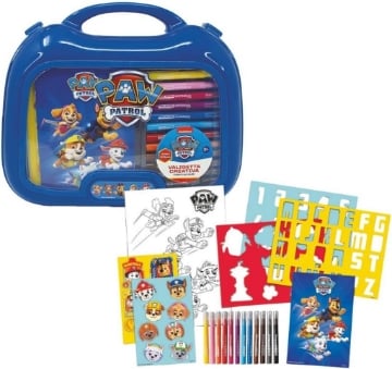 PAW PATROL - VALIGETTA CREATIVA19 PEZZIPENNARELLINI, LIBRETTO DA COLORARE, SAGOME E ADESIVI