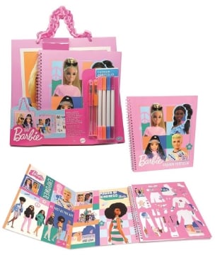 BARBIE - FASHION PORTFOLIO NOTE BOOK CON SPIRALE E  STENCILS ALL'INTERNO (25 X 23 CM )