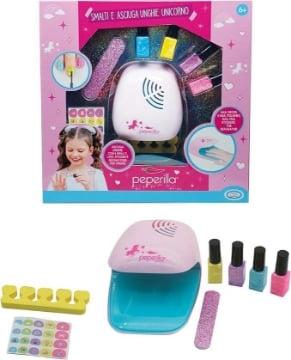 PEPERILLA - SMALTI E ASCIUGA UNGHIE UNICORNOPLAY SET CON LIMA, SEPARATORE, ADESIVO E SMALTI 