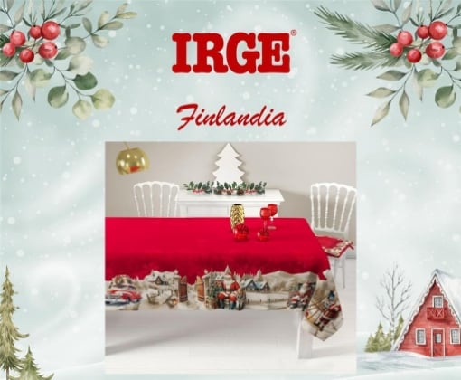 TOVAGLIA NATALIZIA 12 POSTI CON DECORAZIONI DIMENSIONI 140X240 CM OKX