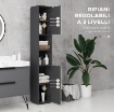 COLONNA BAGNO IN TRUCIOLATO CON 2 RIPIANI APERTI E 2 ARMADIETTI A 2 LIVELLI, 30X30X183 CM, GRIGIO