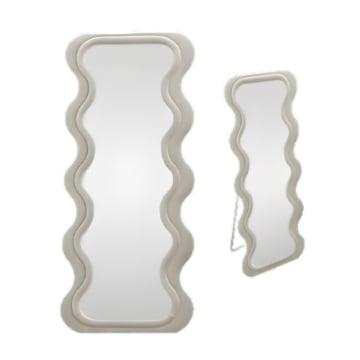 SPECCHIO ONDULATO IN VELLUTO CON GANCI DA APPENDERE E CON PIEDI - DIMENSIONI 70X170X5.5CM COLORE BEIGE