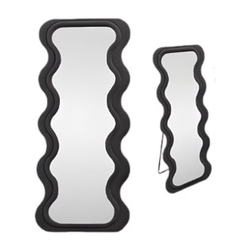 SPECCHIO ONDULATO IN VELLUTO CON GANCI DA APPENDERE E CON PIEDI - DIMENSIONI 70X170X5.5CM COLORE NERO