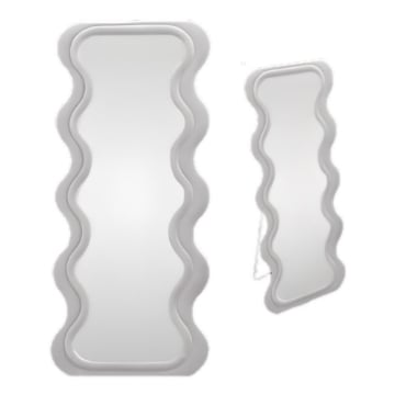 SPECCHIO ONDULATO IN VELLUTO CON GANCI DA APPENDERE E CON PIEDI - DIMENSIONI 70X170X5.5CM COLORE GRIGIO
