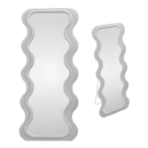 SPECCHIO ONDULATO IN VELLUTO CON GANCI DA APPENDERE E CON PIEDI - DIMENSIONI 70X170X5.5CM COLORE GRIGIO