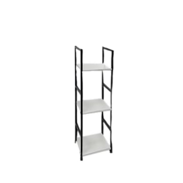 LIBRERIA STILE INDUSTRIAL A 3 RIPIANI IN LEGNO E METALLO DIMENSIONI  29X24X80CM - COLORE BIANCO LEGNO
