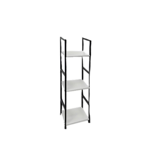 LIBRERIA STILE INDUSTRIAL A 3 RIPIANI IN LEGNO E METALLO DIMENSIONI  29X24X80CM - COLORE BIANCO LEGNO