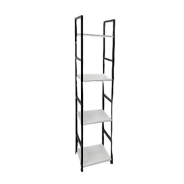 LIBRERIA STILE INDUSTRIAL A 4 RIPIANI IN LEGNO E METALLO DIMENSIONI 29X24X112CM - COLORE BIANCO LEGNO