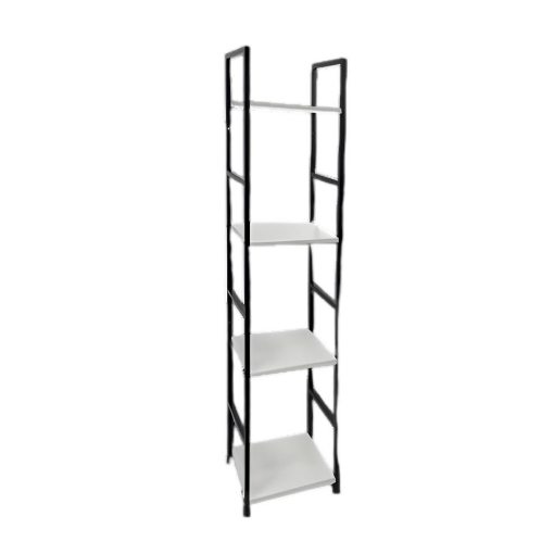 LIBRERIA STILE INDUSTRIAL A 4 RIPIANI IN LEGNO E METALLO DIMENSIONI 29X24X112CM - COLORE BIANCO LEGNO