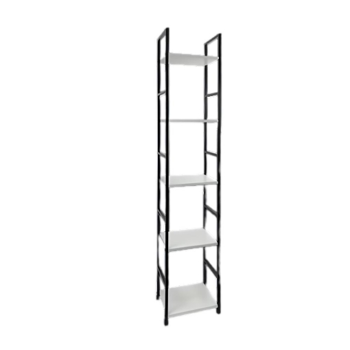 LIBRERIA STILE INDUSTRIAL A 5 RIPIANI IN LEGNO E METALLO DIMENSIONI  29X24X144CM - COLORE BIANCO LEGNO LEGNO