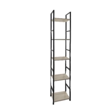 LIBRERIA STILE INDUSTRIAL A 5 RIPIANI IN LEGNO E METALLO DIMENSIONI  29X24X144CM - COLORE ROVERE
