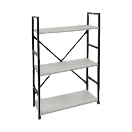 LIBRERIA STILE INDUSTRIAL A 3 RIPIANI IN LEGNO E METALLO DIMENSIONI  59X24X80CM - COLORE BIANCO LEGNO