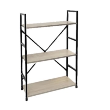 LIBRERIA STILE INDUSTRIAL A 3 RIPIANI IN LEGNO E METALLO DIMENSIONI  59X24X80CM - COLORE ROVERE
